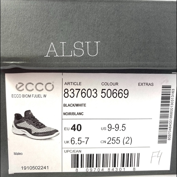 ECCO Biom Fjuel Leather Canvas Black White W - Picture 7 of 8